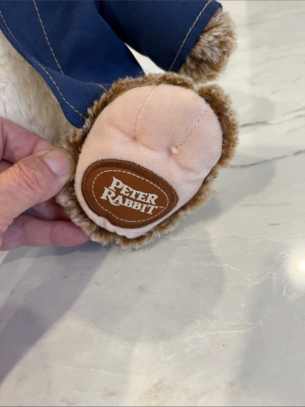 Brown & White Plush Peter Rabbit Bunny with Navy Jacket - Soft Stuffed Animal - Picture 3 of 5